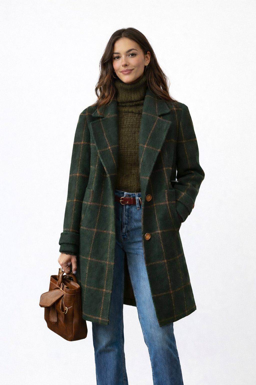 Abrigo de Cuadros Verde – Elegancia Atemporal