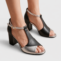 Sandalias de Tacón con Acabado Premium