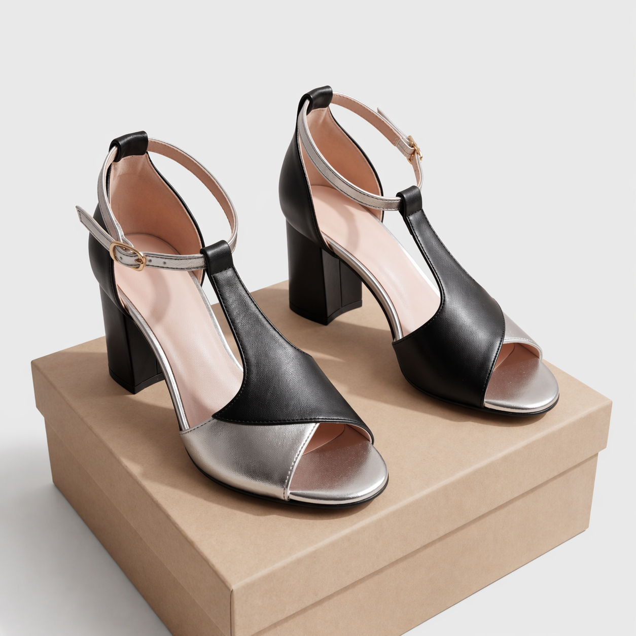 Sandalias de Tacón con Acabado Premium