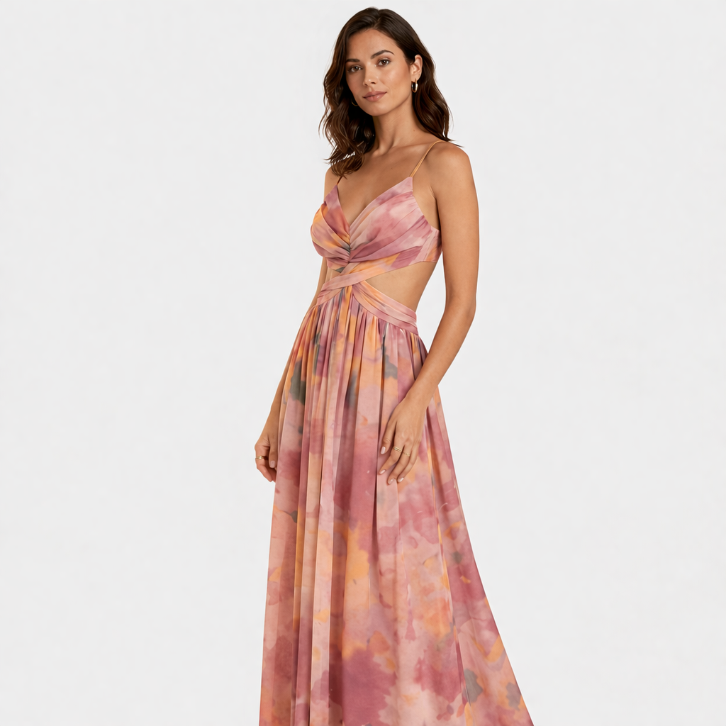 Vestido largo elegante multicolor