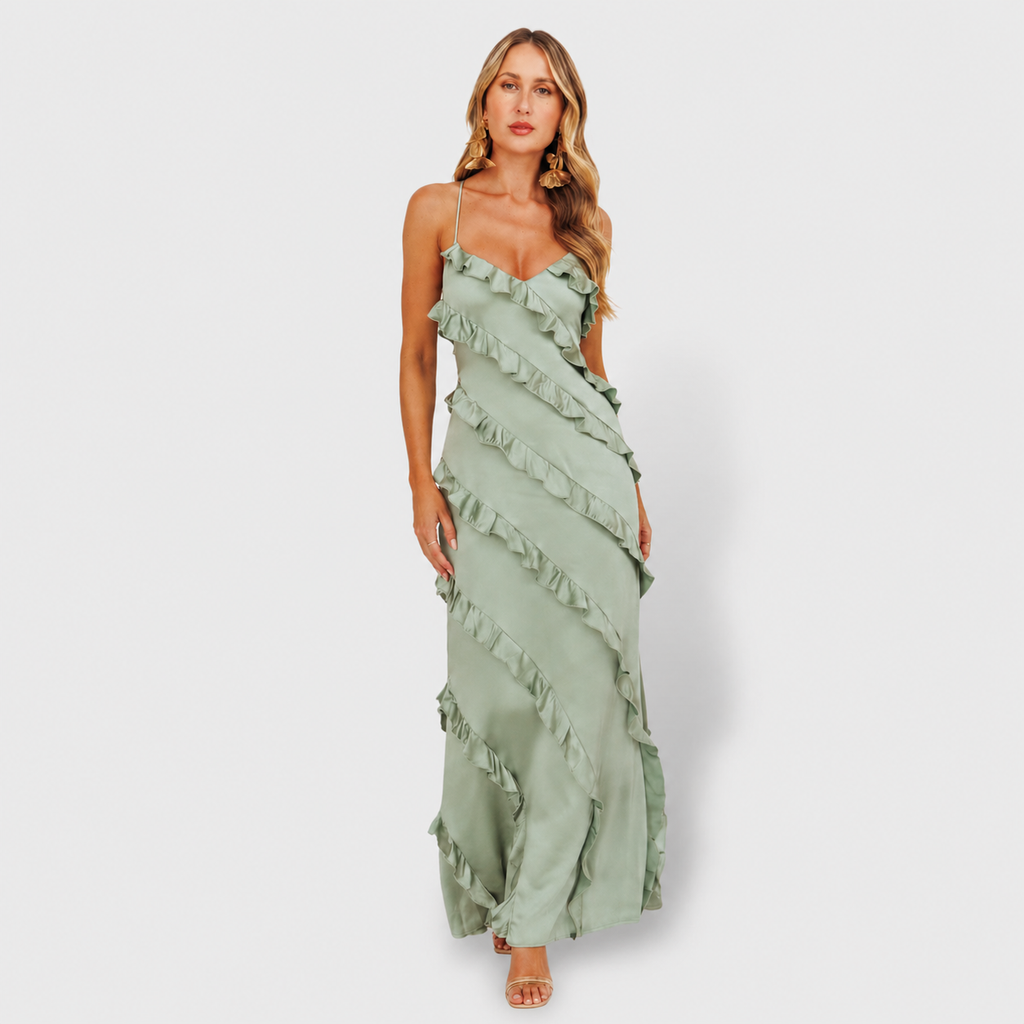 Vestido Elegante Con Volantes Mujer