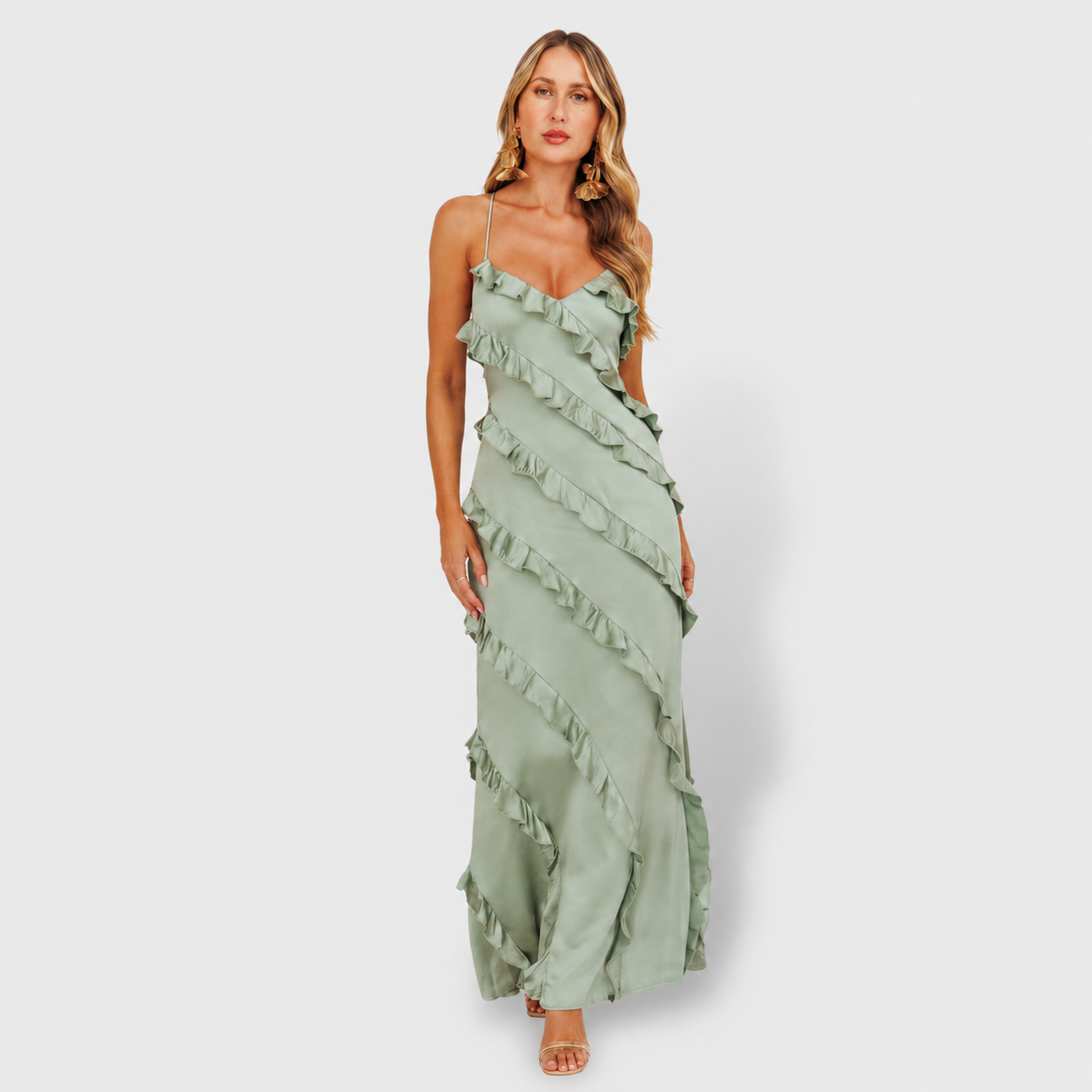 Vestido Elegante Con Volantes Mujer