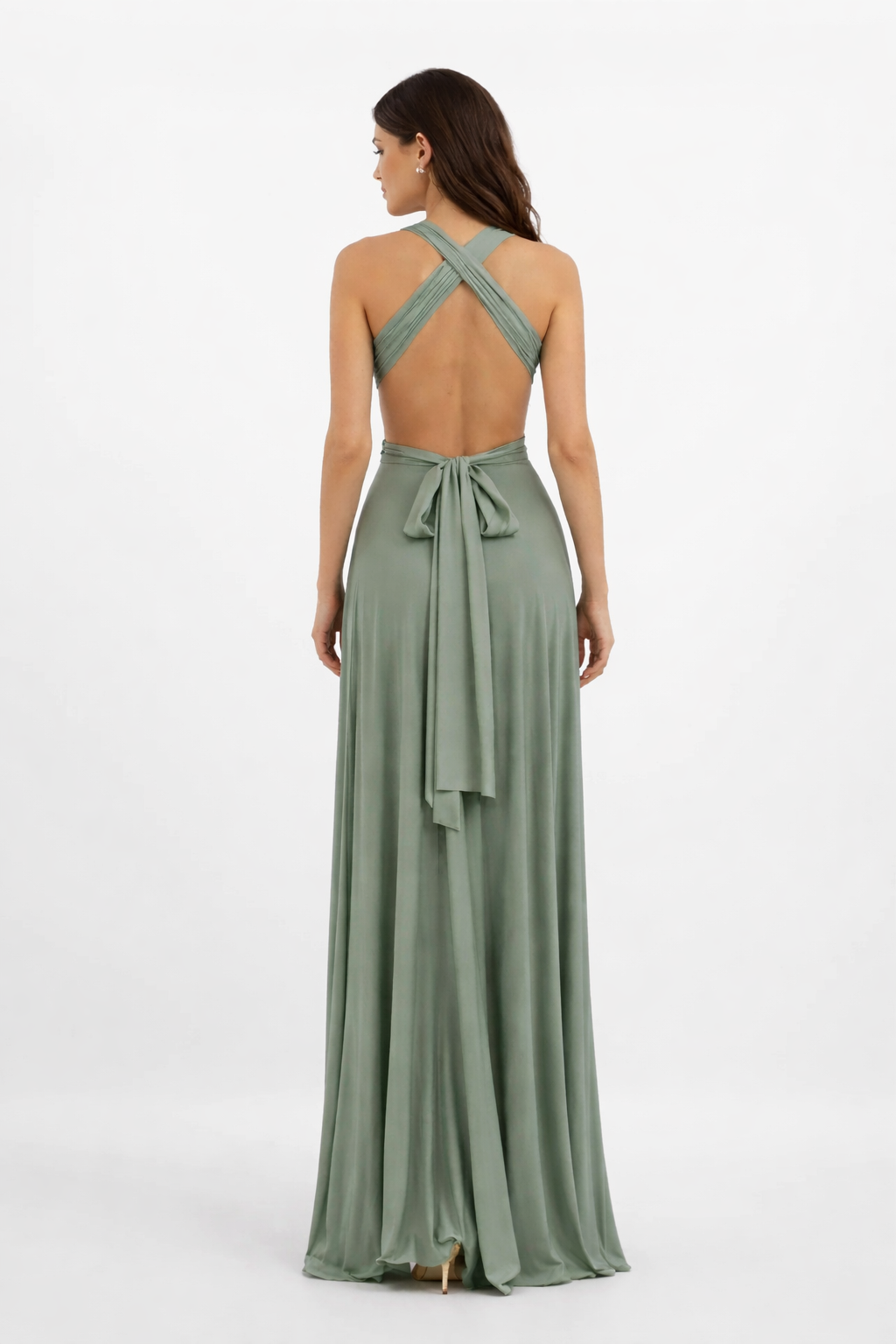 Vestido Largo Verde Convertible