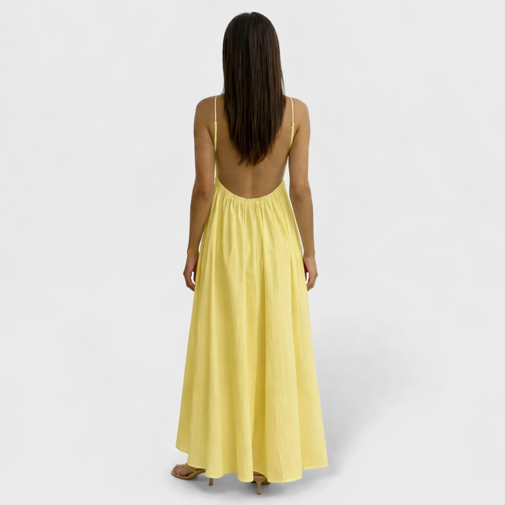 Vestido Fluido con Escote en V y Tirantes