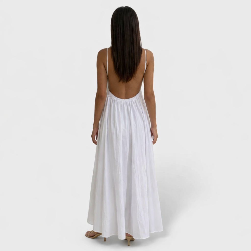 Vestido Fluido con Escote en V y Tirantes