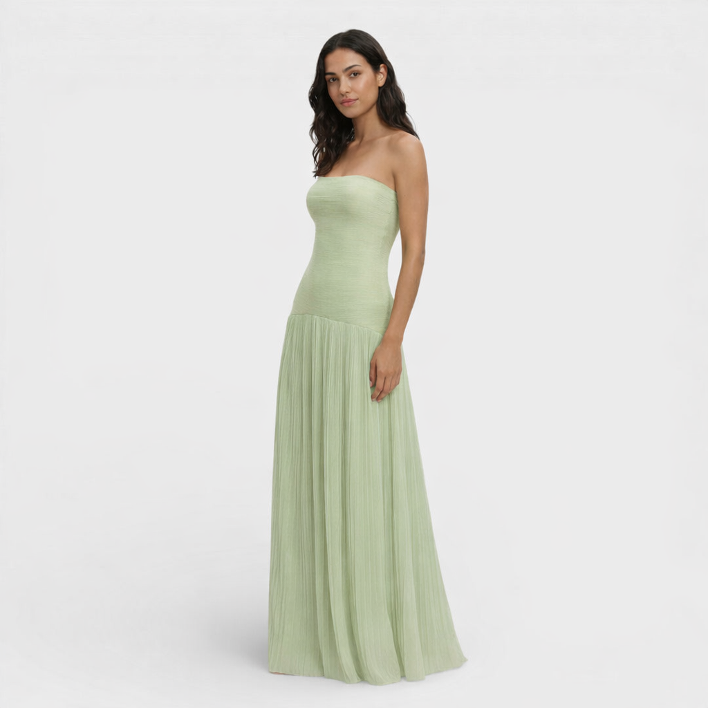 Vestido Largo Plisado Mujer