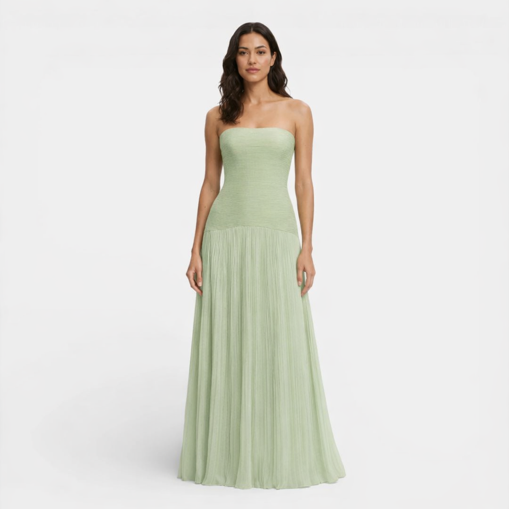 Vestido Largo Plisado Mujer