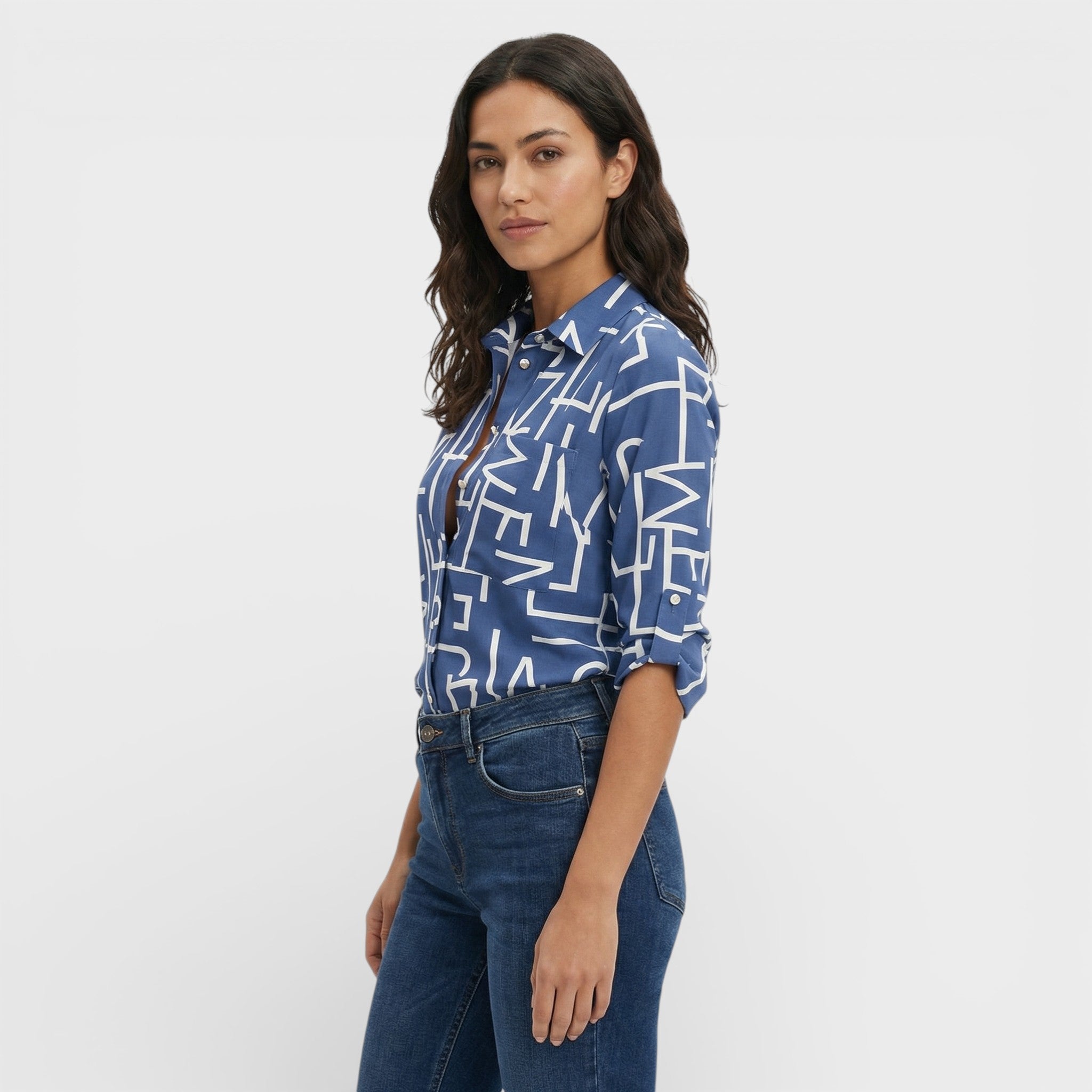 Blusa Clásica Con Cuello Mujer