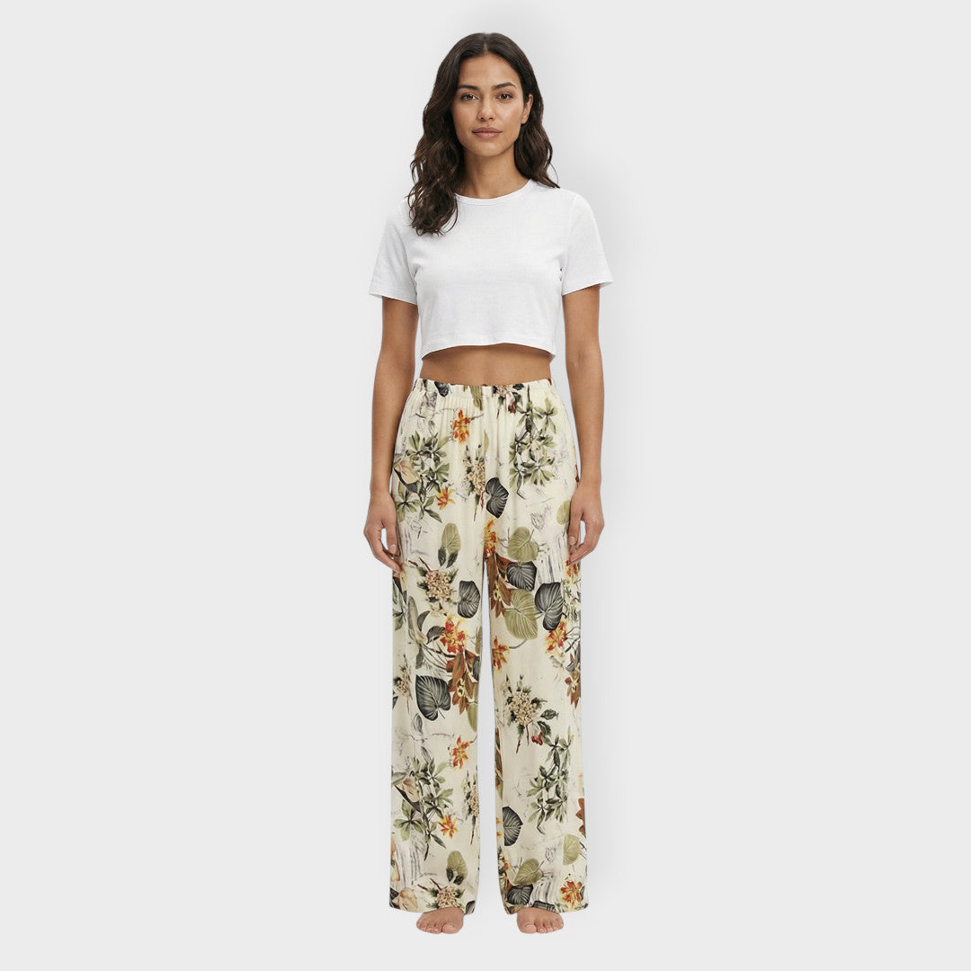 Pantalones Estampados Anchos Mujer Elástico