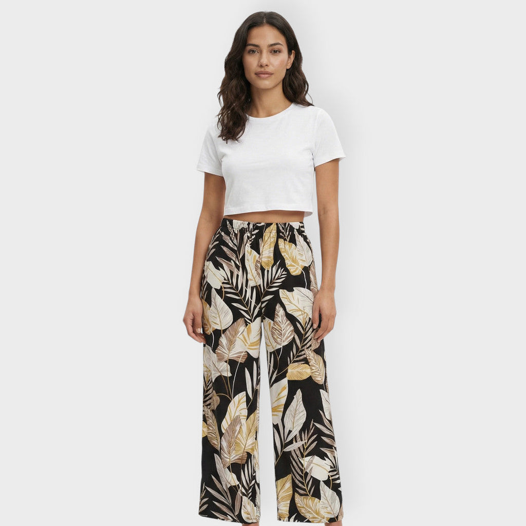Pantalones Estampados Anchos Mujer Elástico