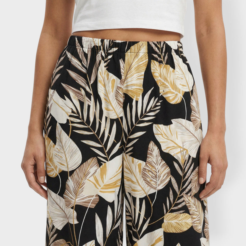 Pantalones Estampados Anchos Mujer Elástico