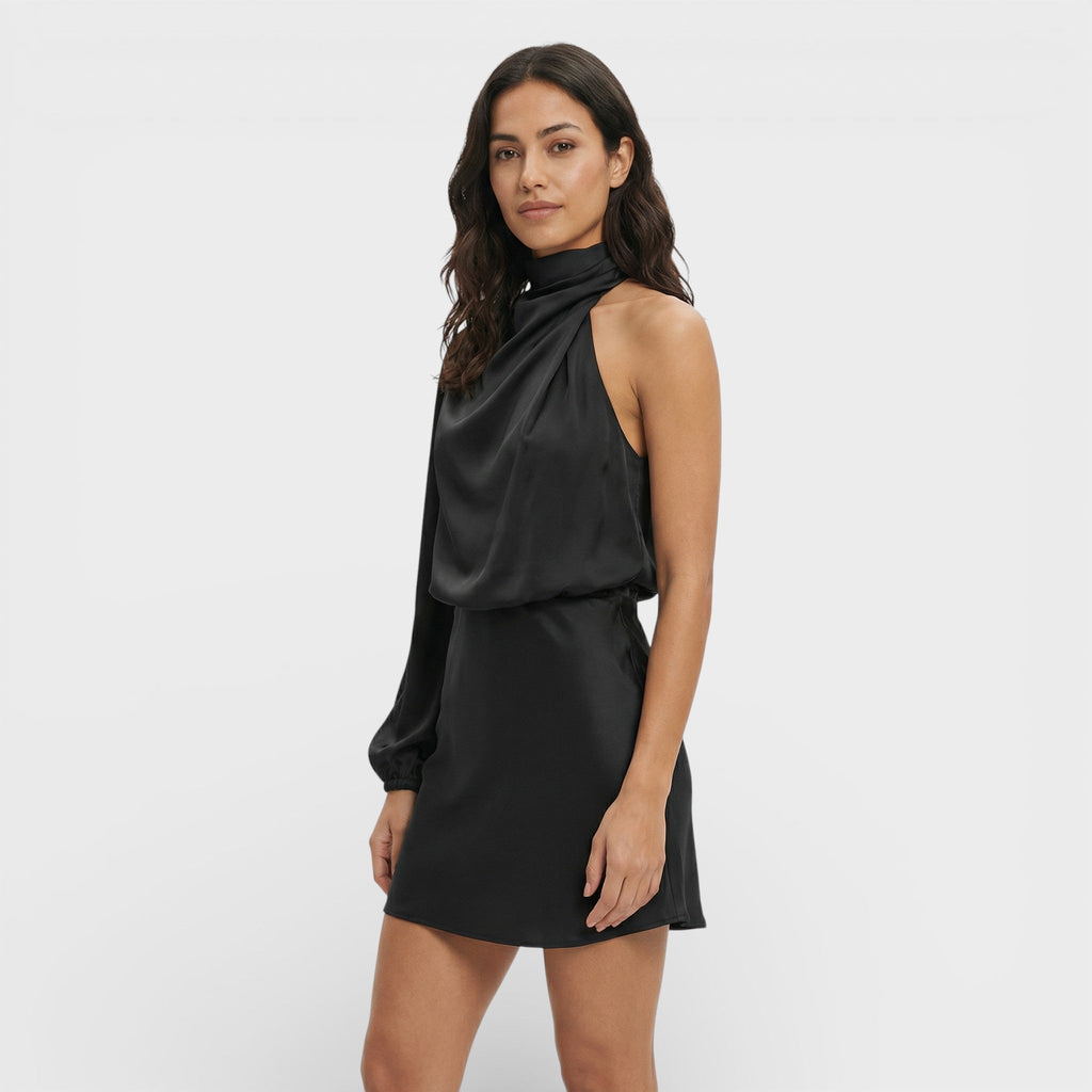 Vestido Asimétrico Satinado para Mujer – Diseño Elegante y Acabado Brillante
