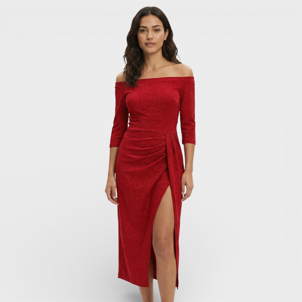Vestido Largo de Invitada con Abertura – Elegancia que Deslumbra