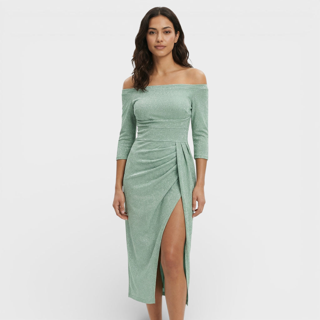 Vestido Largo de Invitada con Abertura – Elegancia que Deslumbra