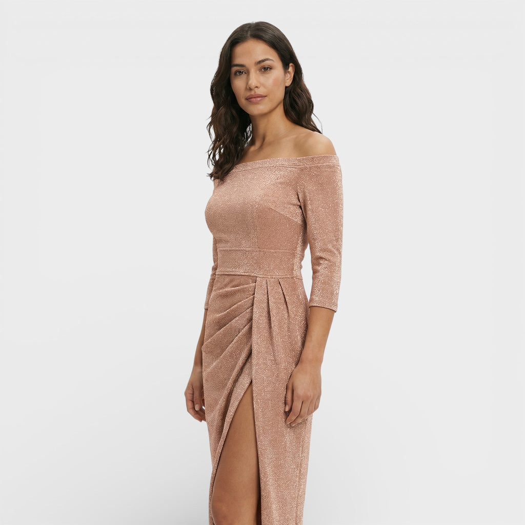 Vestido Largo de Invitada con Abertura – Elegancia que Deslumbra