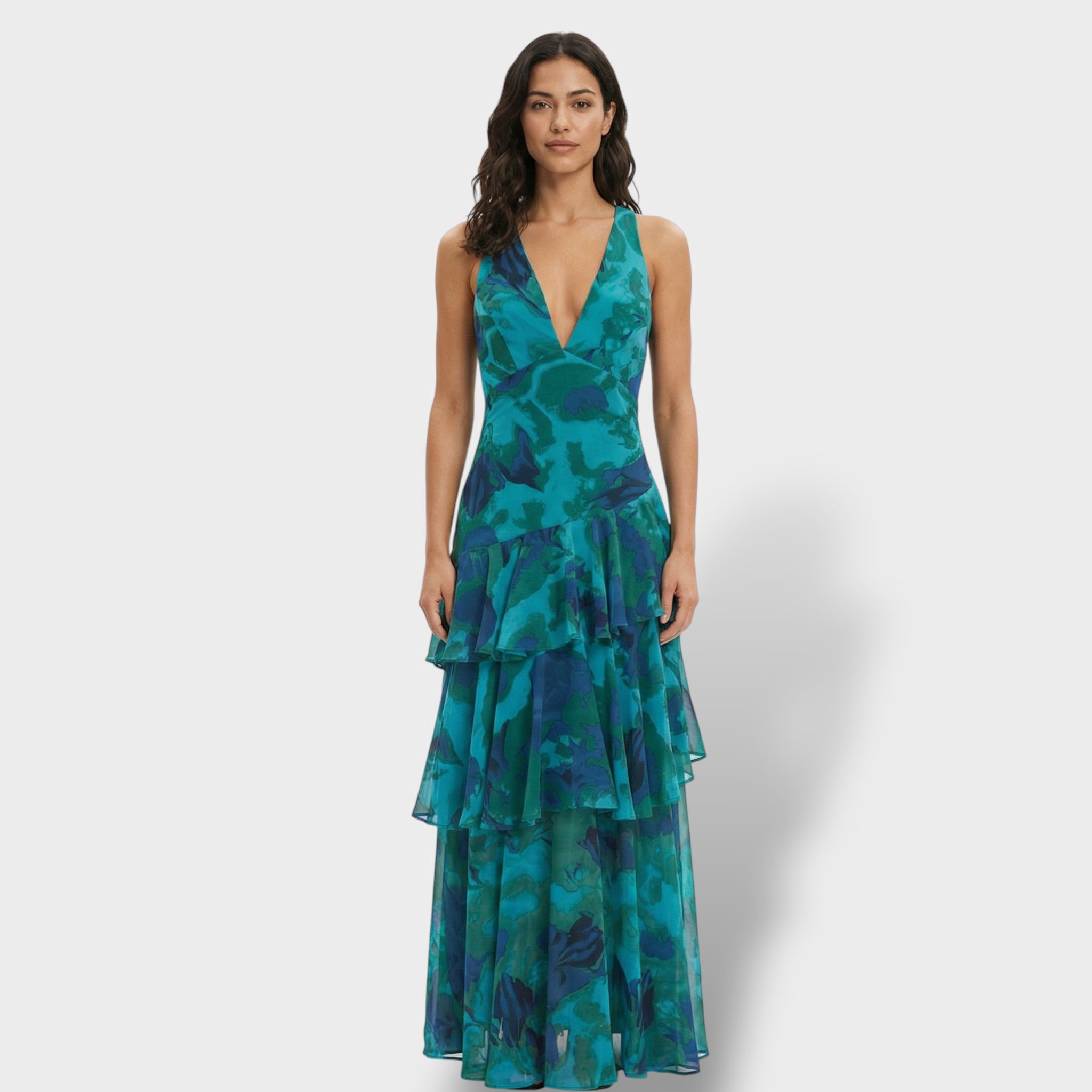 Vestido Largo Elegante con Escote en V