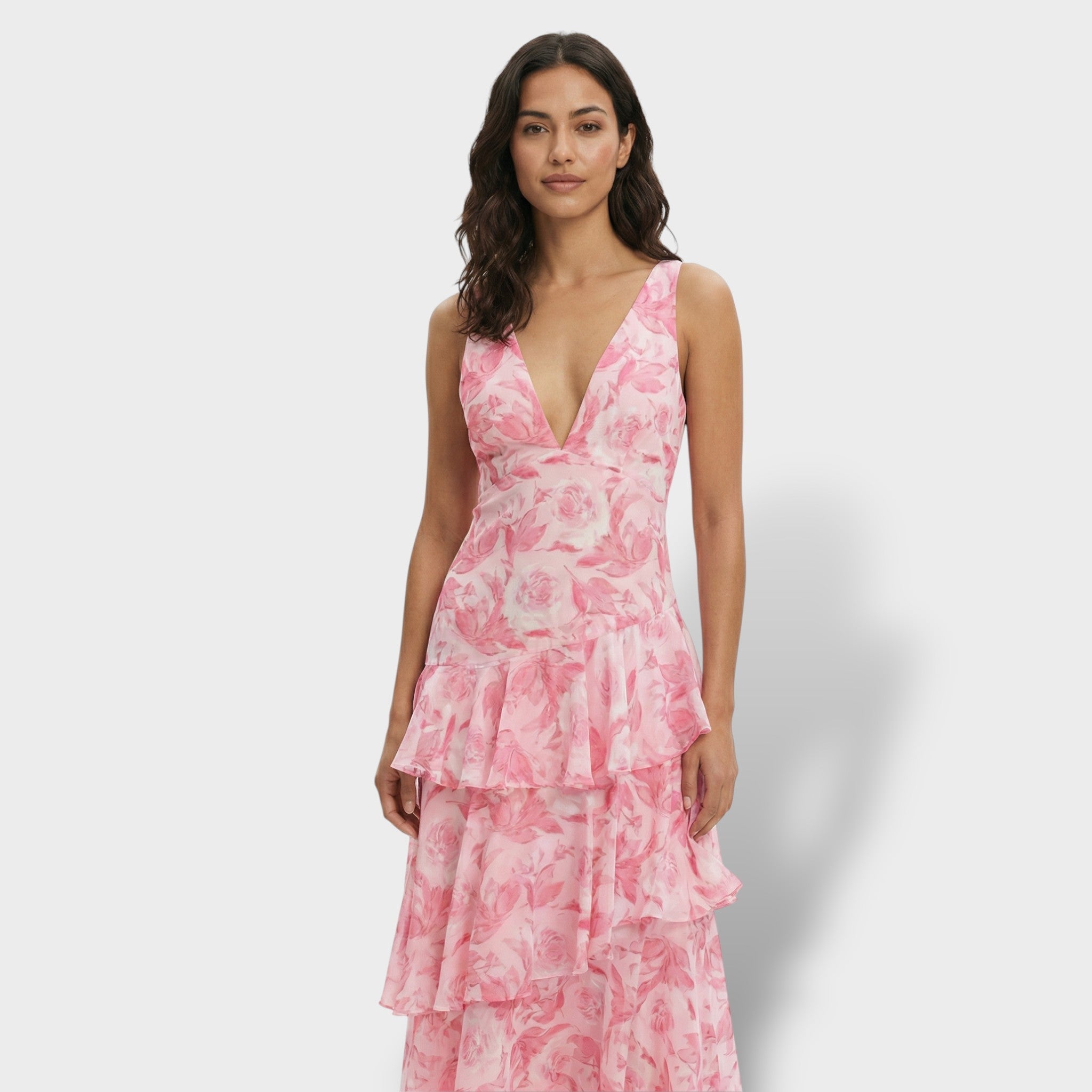 Vestido Largo Elegante con Escote en V