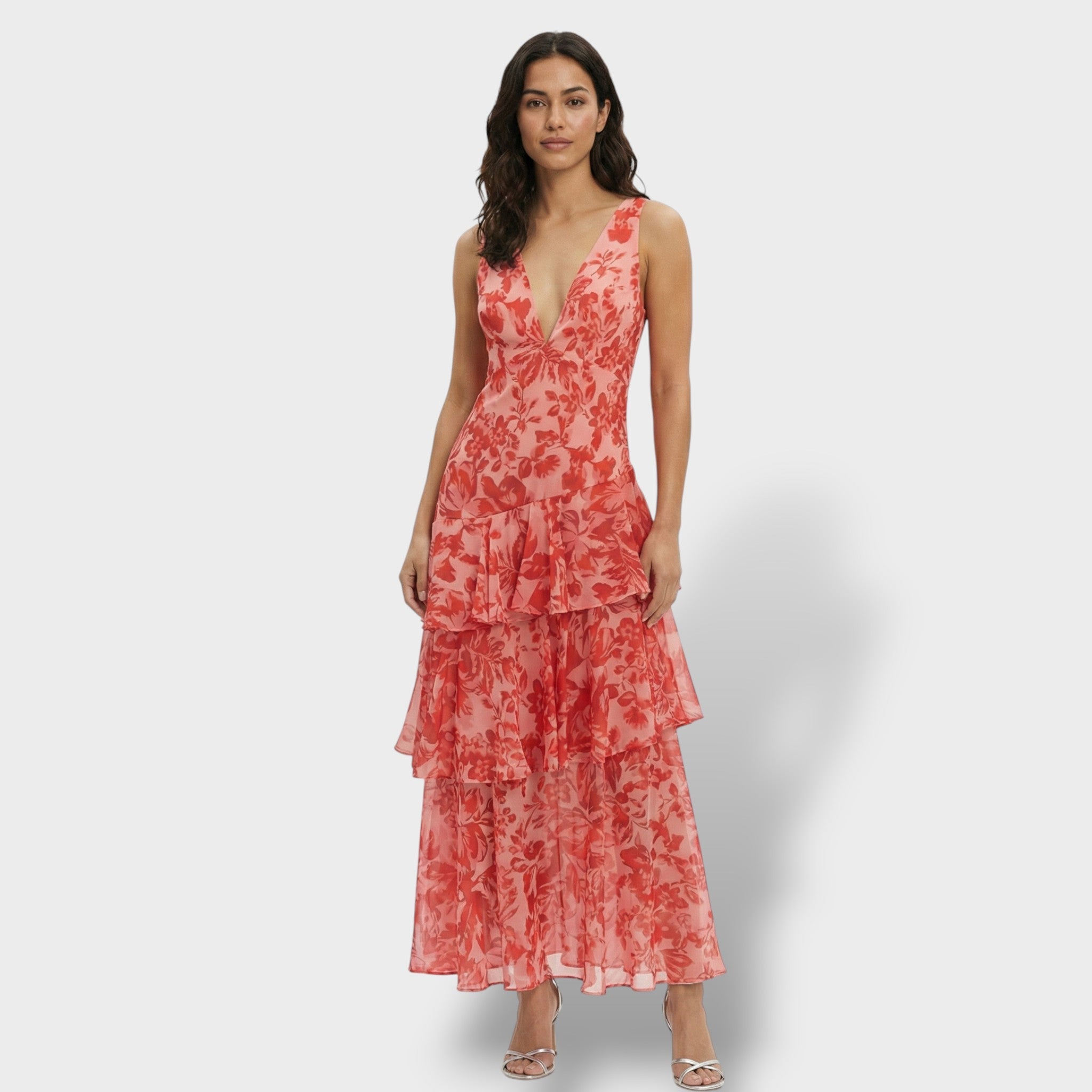 Vestido Largo Elegante con Escote en V