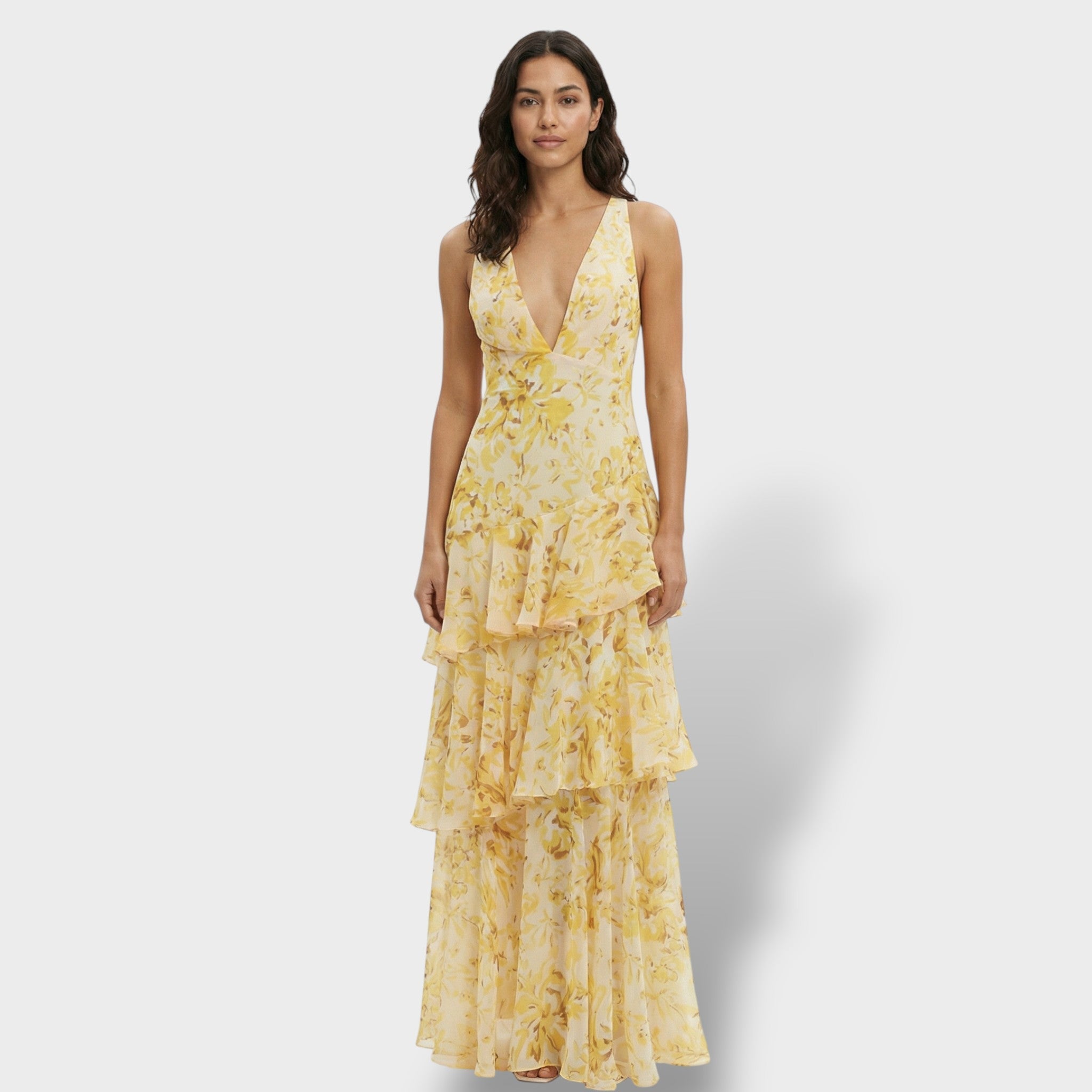 Vestido Largo Elegante con Escote en V