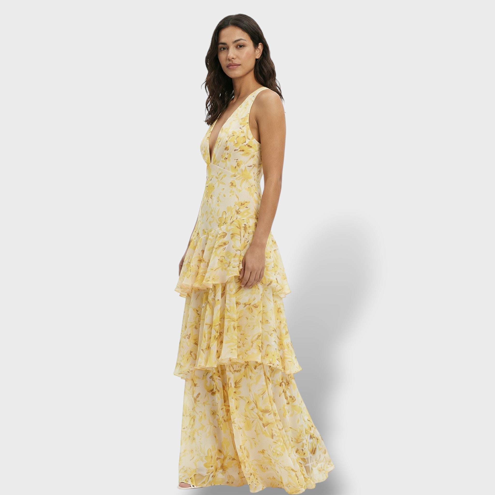 Vestido Largo Elegante con Escote en V