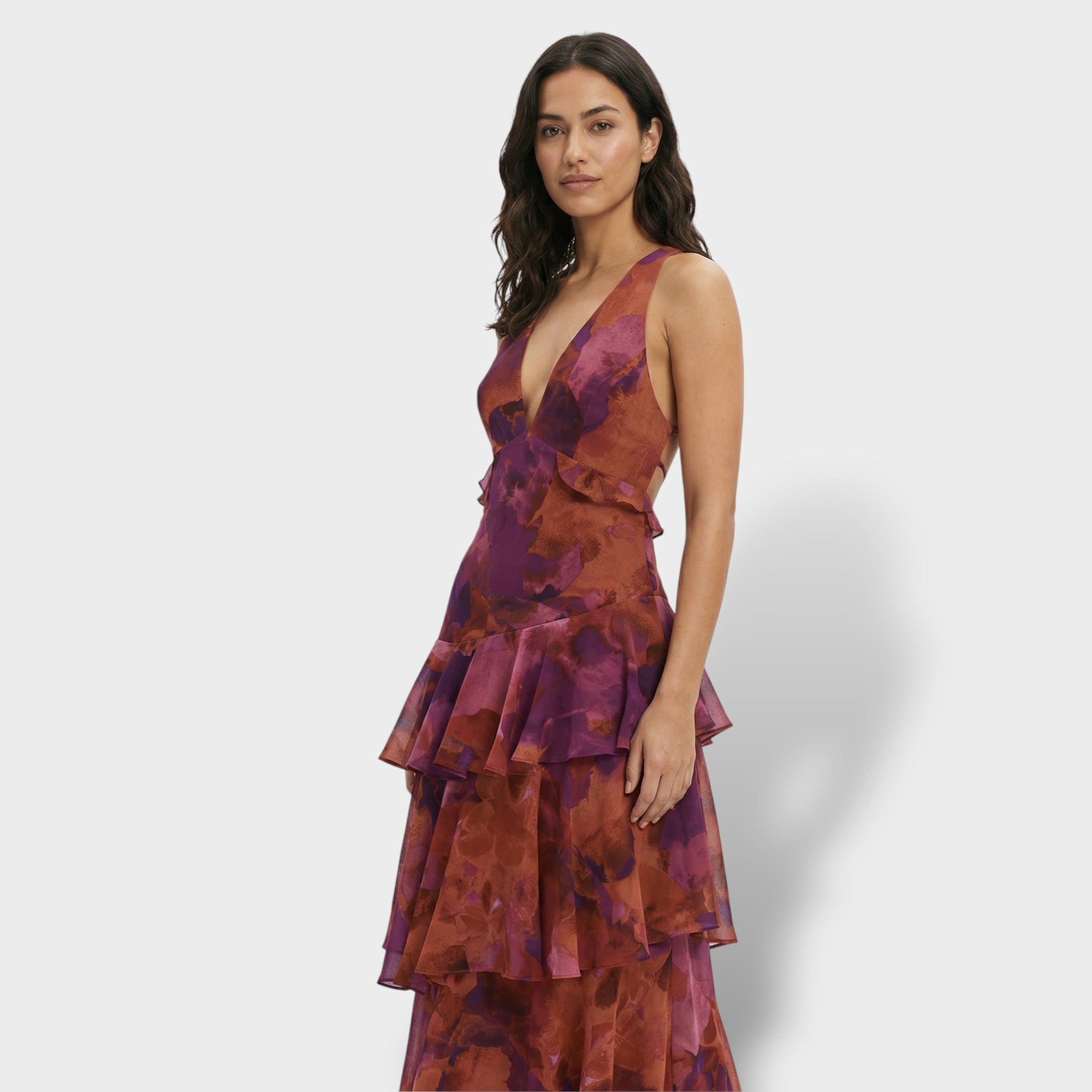 Vestido Largo Elegante con Escote en V