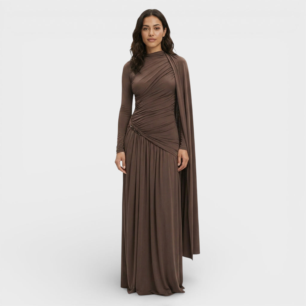 Vestido Largo Elegante Plisado para Mujer – Diseño Sofisticado y Caída Fluida