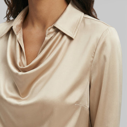 Blusa Satinada Cuello Drapeado Mujer